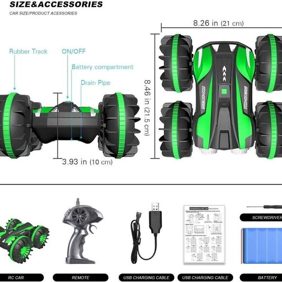 Free To Fly Kid Amphibious Waterproof 2.4Ghz Remote Control Stunt Car Boat SU116 - Picture 2 of 7